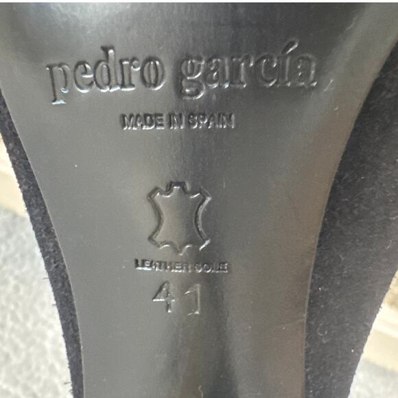 Pedro Garcia Paola Bootie Open Toe Black Suede Leather Embellished Heel Size 41 - Picture 9 of 9